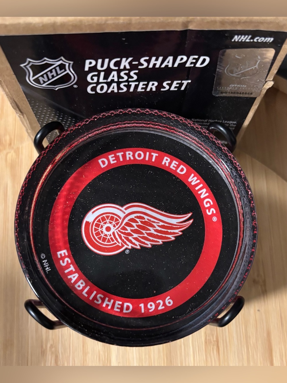 NHL Detroit Red Wings Glass Coaster Set - Black & Red